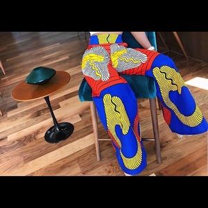 African print wide leg pants